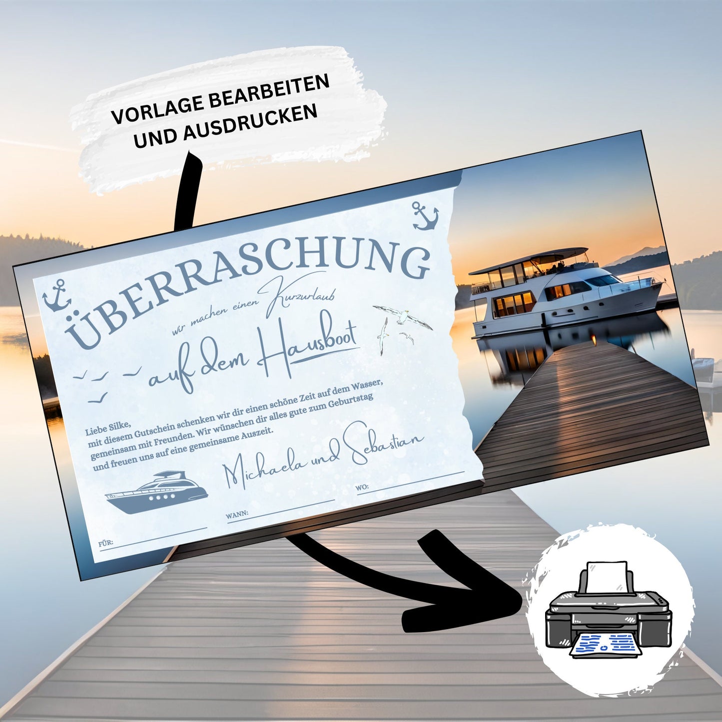 Gutschein - Hausboot Bootstour Geschenkidee