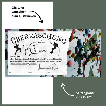 Gutschein - Kletterhalle Kletterwand Geschenkgutschein