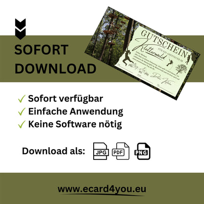 Gutschein - Kletterwald Kletterpark Erlebnisgutscheinkarte