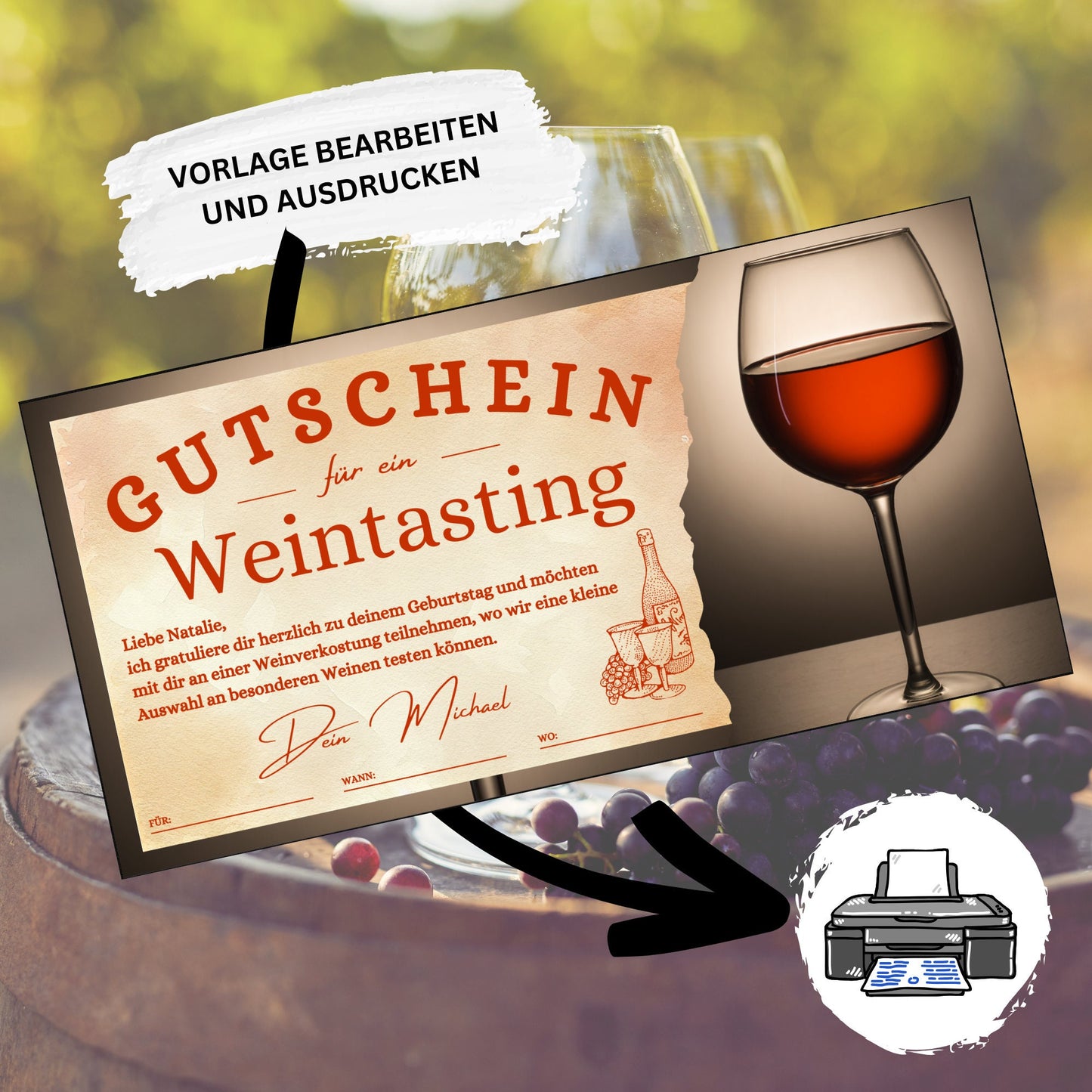 Gutschein - Weintasting Weinverkostung Gutscheinkarte