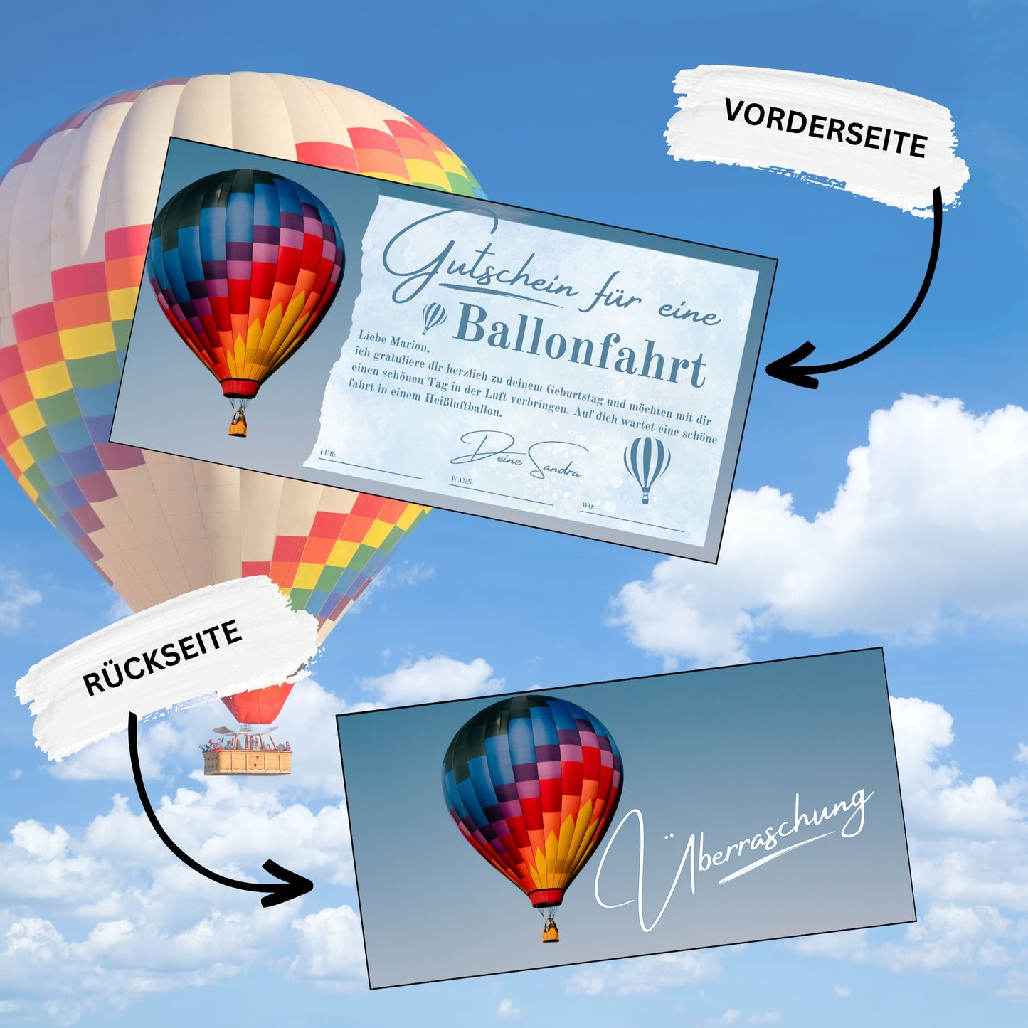 Gutschein - Ballonfahrt Heißluftballonfahrt Geschenkgutschein