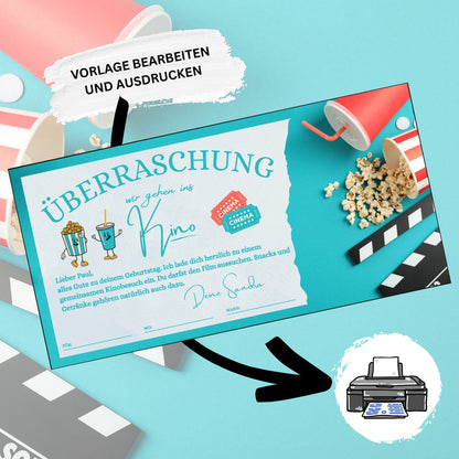 Gutschein - Kinobesuch Geschenkgutschein Geburtstag