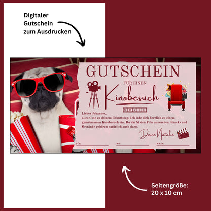 Gutschein - Kinobesuch Geschenkgutschein Geburtstag