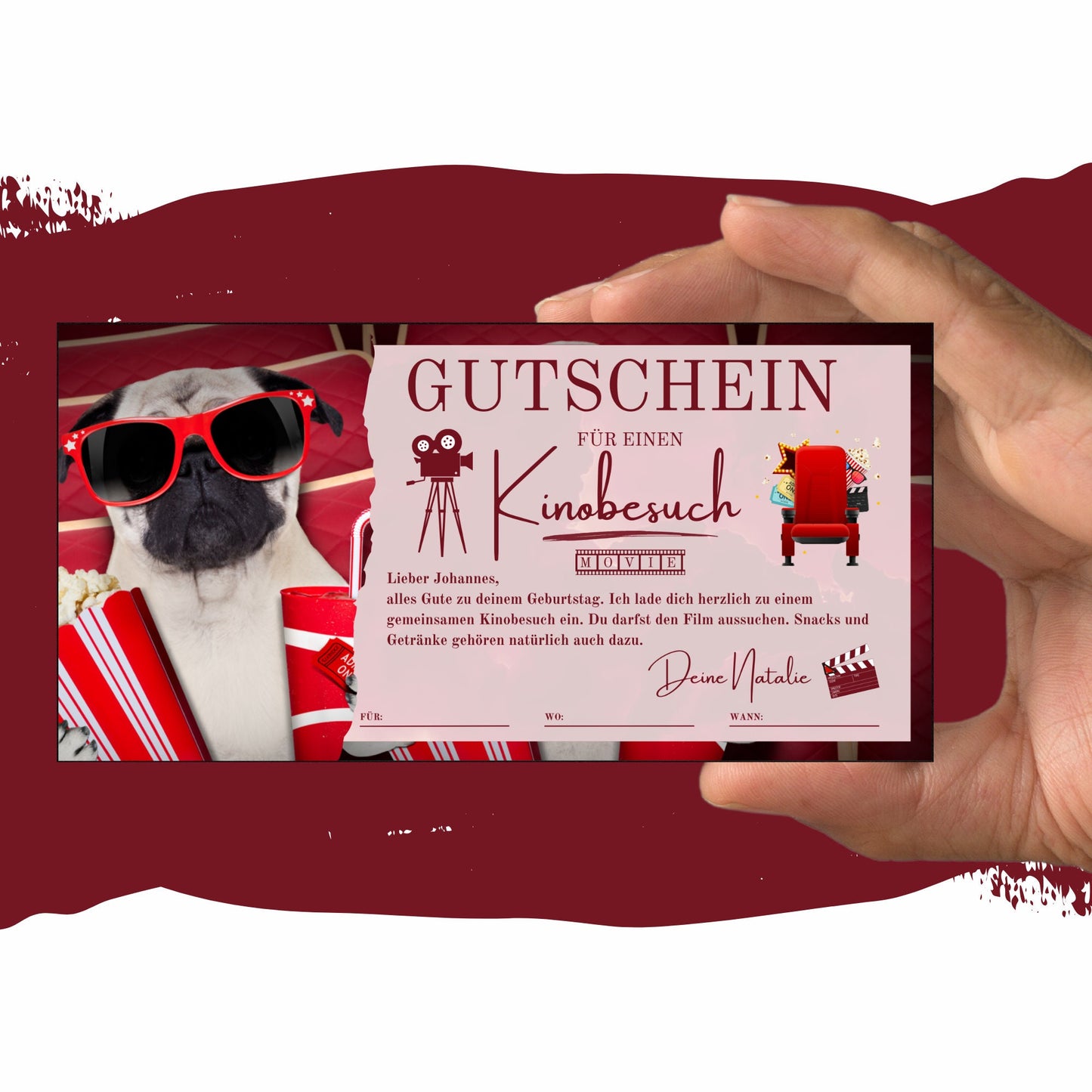 Gutschein - Kinobesuch Geschenkgutschein Geburtstag