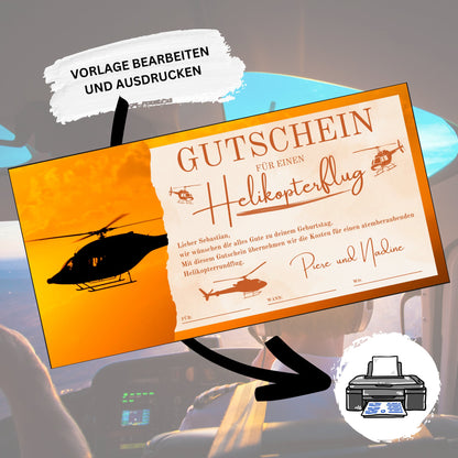 Gutschein - Helikopterflug Hubschrauber Rundflug Erlebnisgutschein