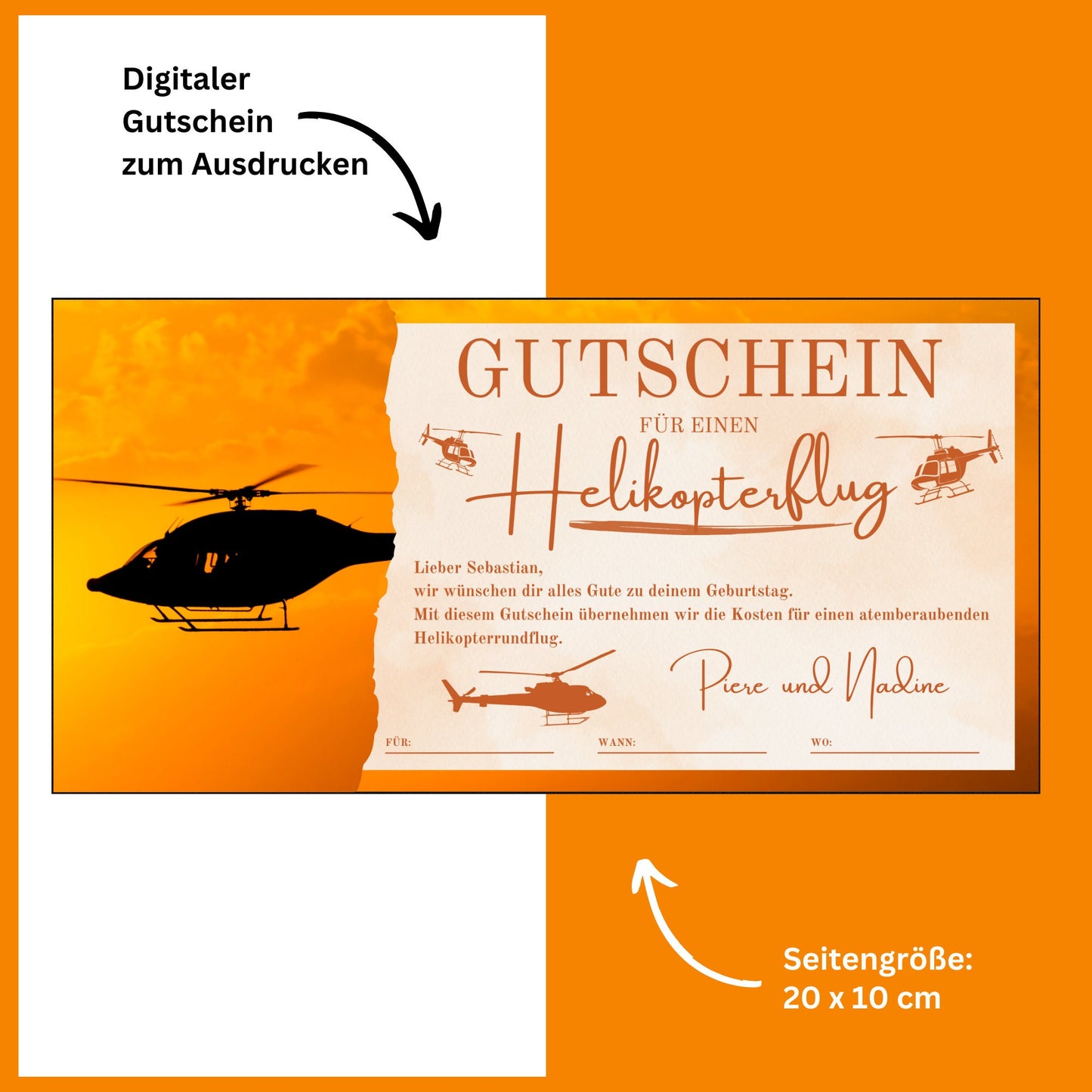 Gutschein - Helikopterflug Hubschrauber Rundflug Erlebnisgutschein