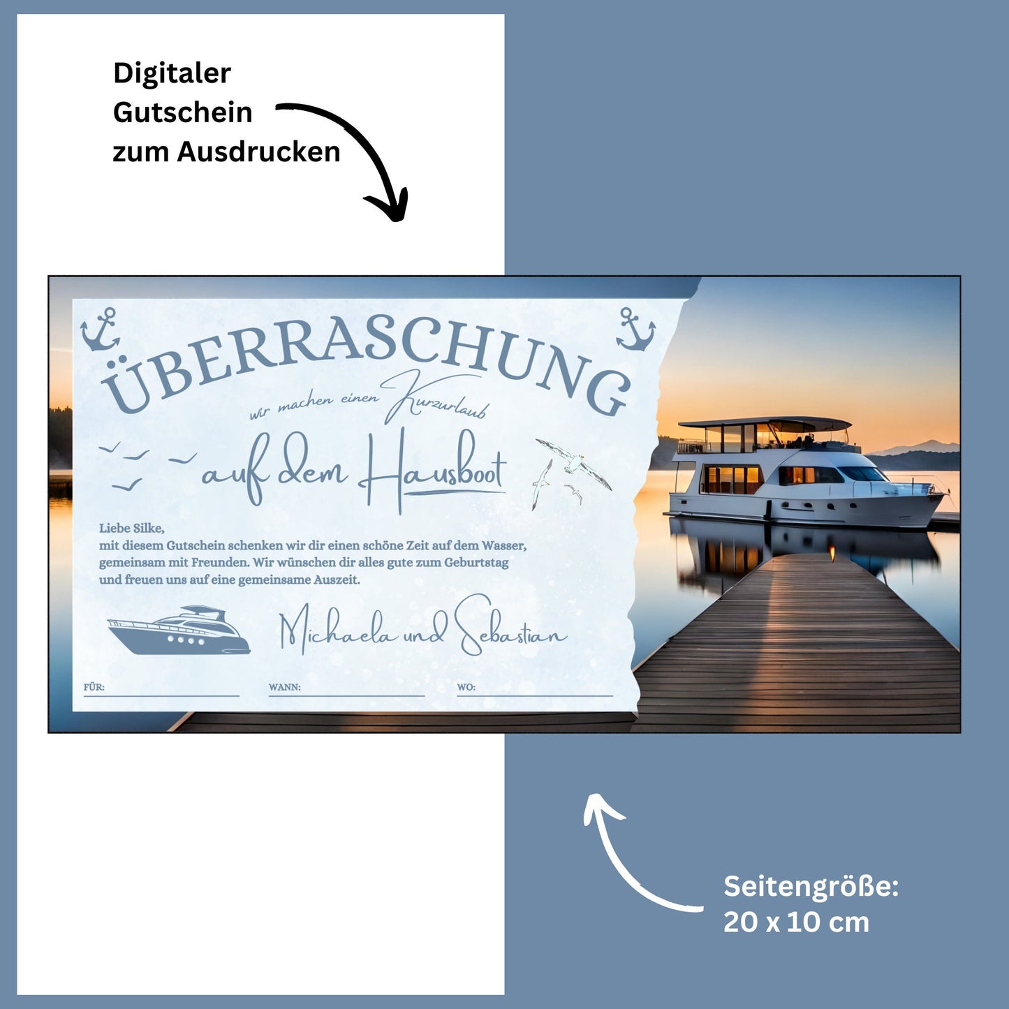 Gutschein - Hausboot Bootstour Geschenkidee