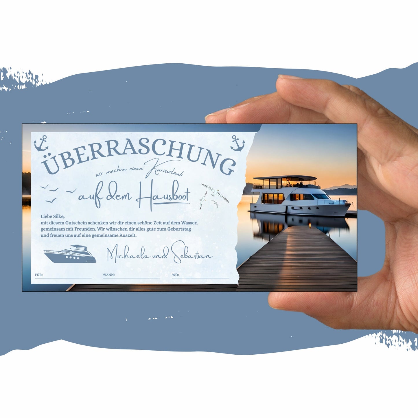 Gutschein - Hausboot Bootstour Geschenkidee