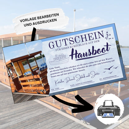 Gutschein - Hausboot Bootstour Geschenkidee