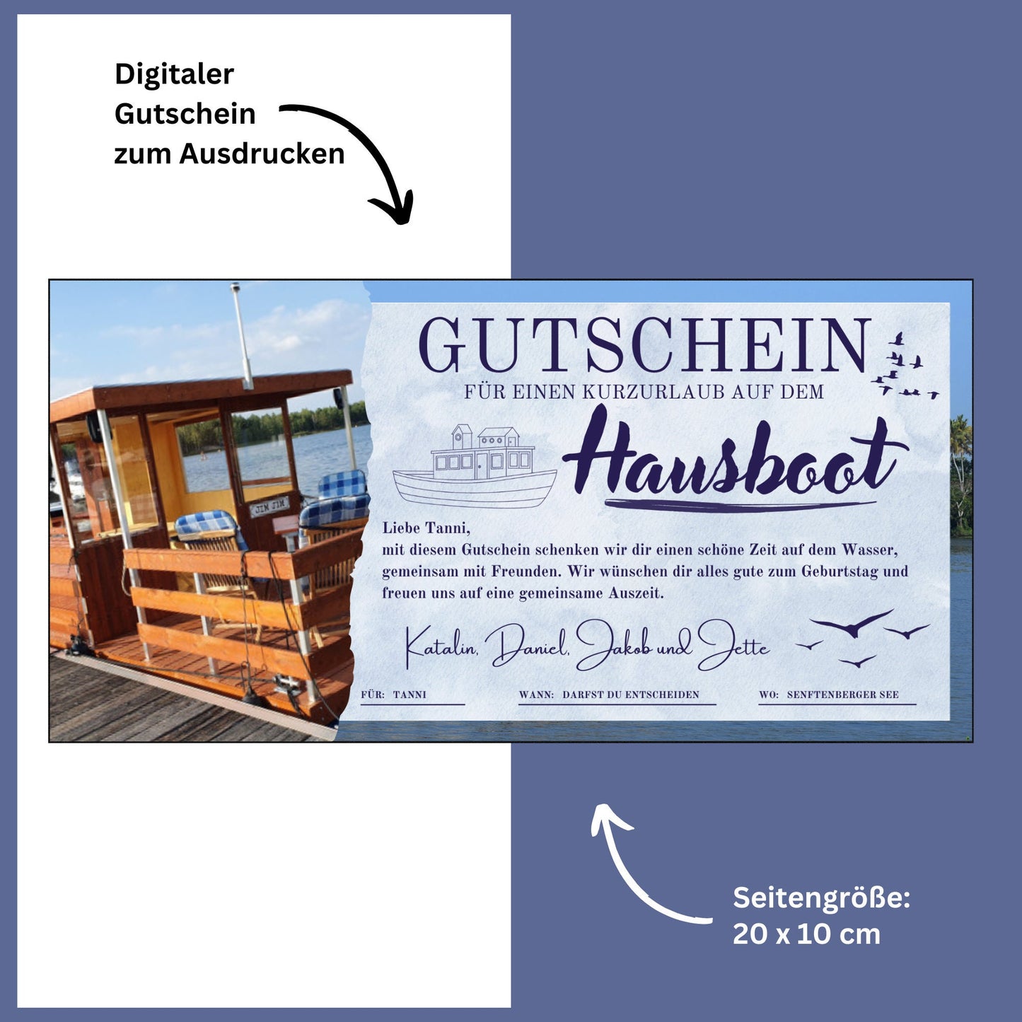 Gutschein - Hausboot Bootstour Geschenkidee