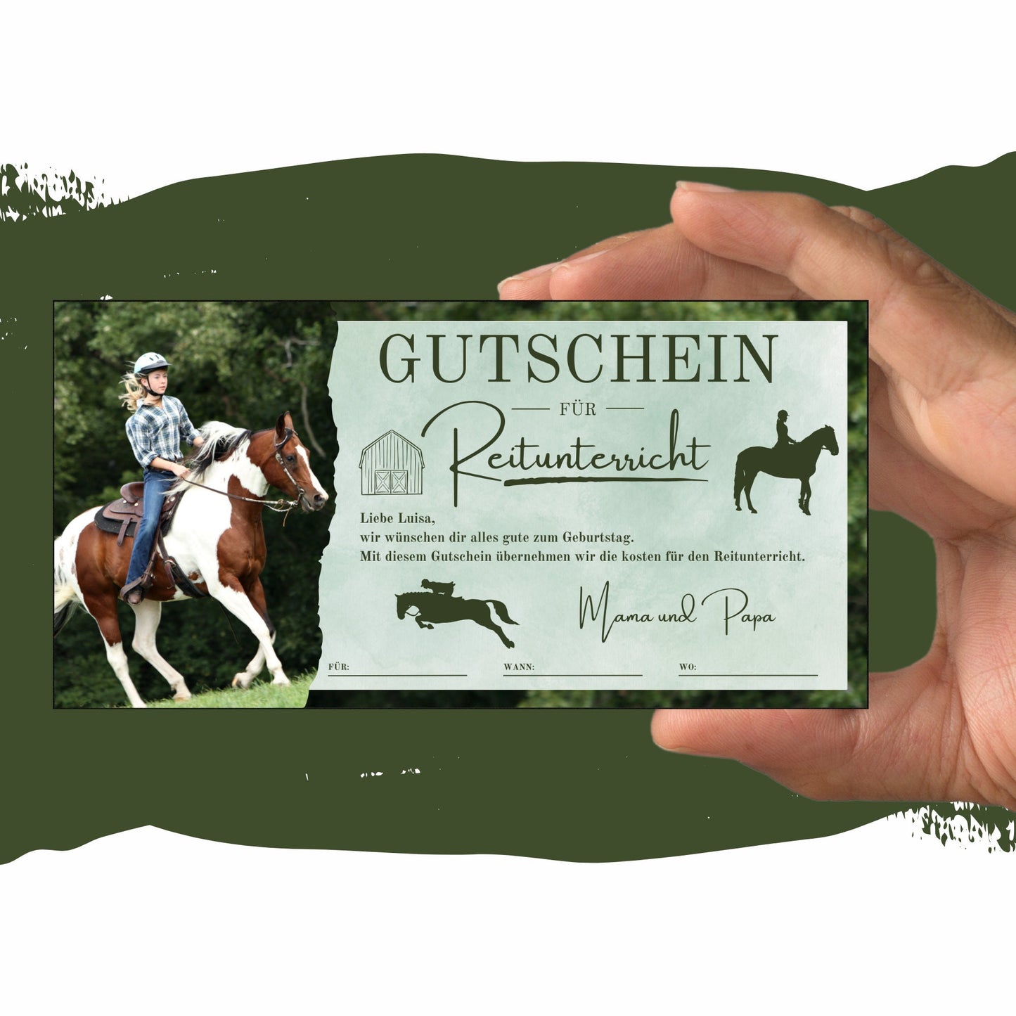 Gutschein - Reitstunden Reitunterricht auf dem Pferd