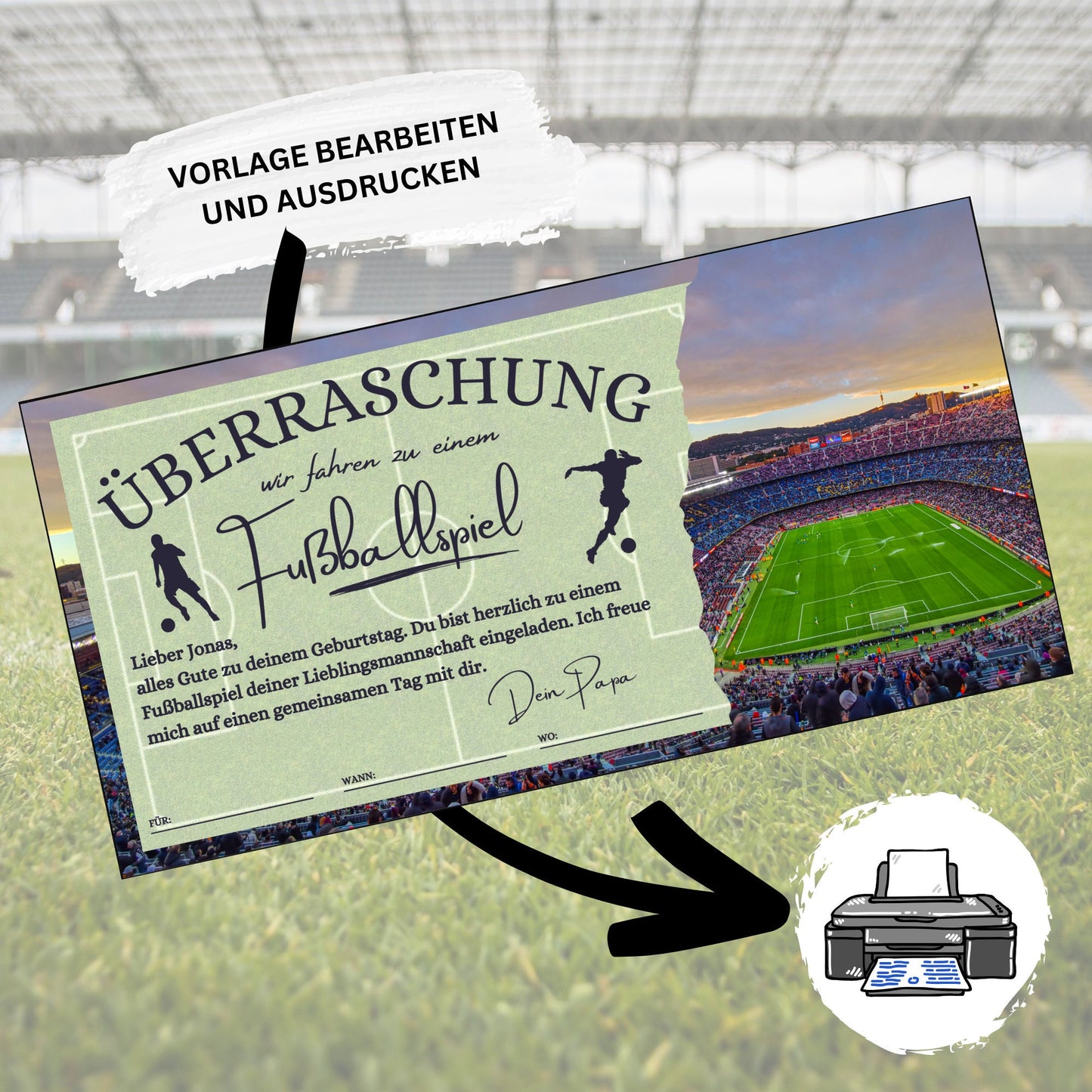 Gutschein - Stadion Besuch Fußballspiel Geschenkgutschein