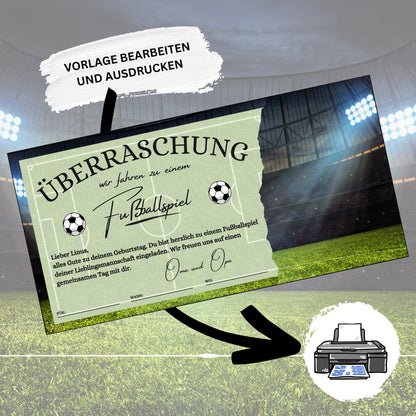 Gutschein - Stadion Besuch Fußballspiel Geschenkgutschein