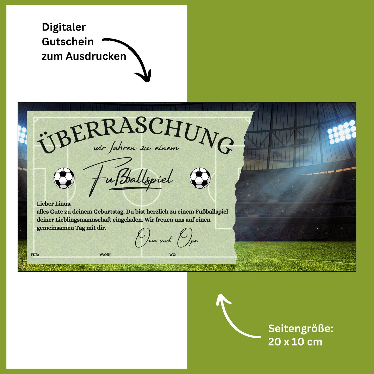 Gutschein - Stadion Besuch Fußballspiel Geschenkgutschein