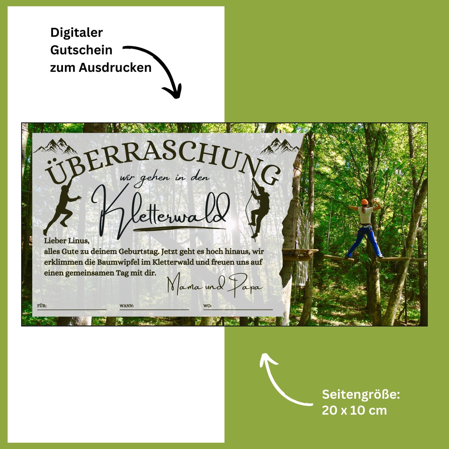 Gutschein - Kletterwald Kletterpark Erlebnisgutscheinkarte