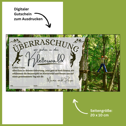Gutschein - Kletterwald Kletterpark Erlebnisgutscheinkarte