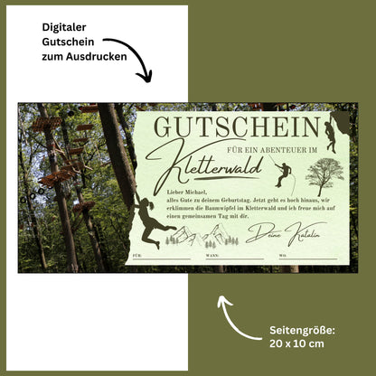 Gutschein - Kletterwald Kletterpark Erlebnisgutscheinkarte