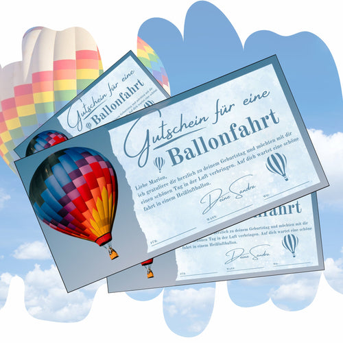 Gutschein - Ballonfahrt Heißluftballonfahrt Geschenkgutschein