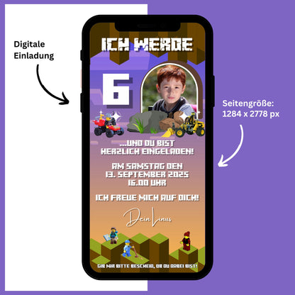 eCARD - Einladung Minecraft Kindergeburtstag