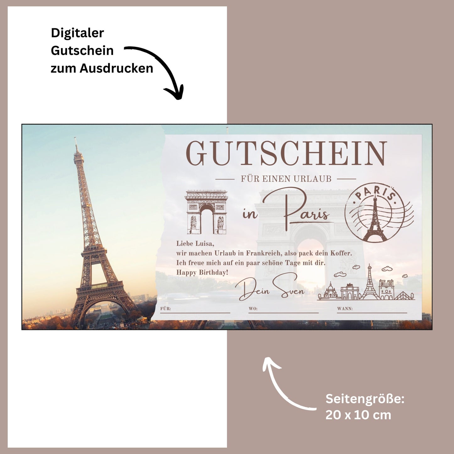 Gutschein - Städtetrip Paris Frankreich Reisegutschein