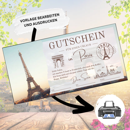 Gutschein - Städtetrip Paris Frankreich Reisegutschein