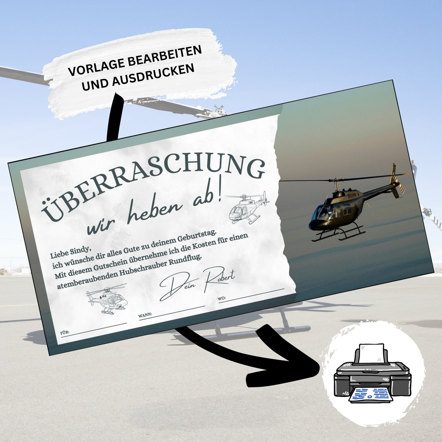 Gutschein - Helikopterflug Hubschrauber Rundflug Erlebnisgutschein