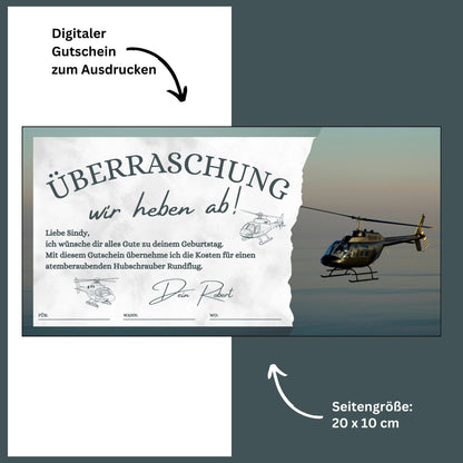 Gutschein - Helikopterflug Hubschrauber Rundflug Erlebnisgutschein