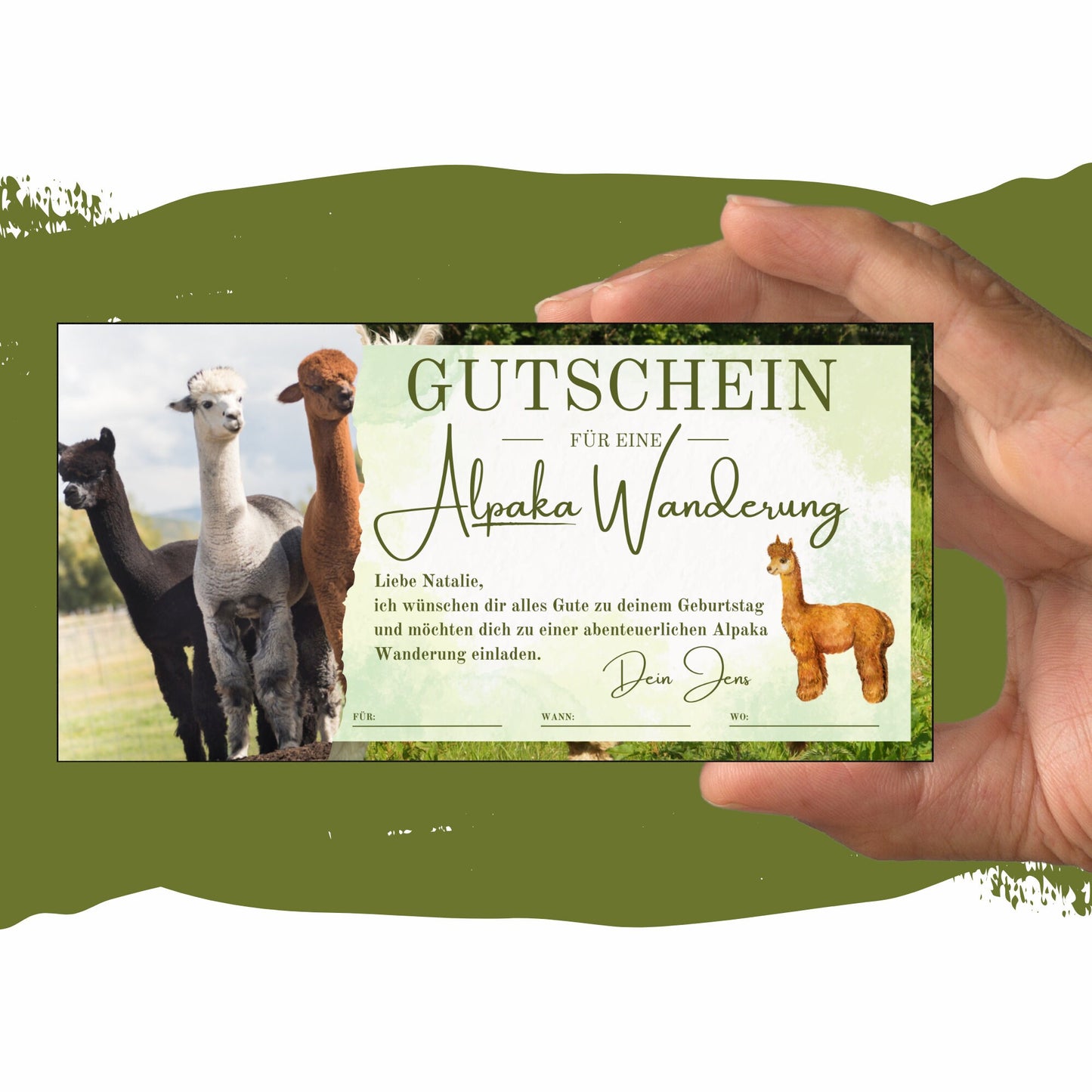 Gutschein - Alpaka Wanderung Erlebnisgutschein Geschenkidee