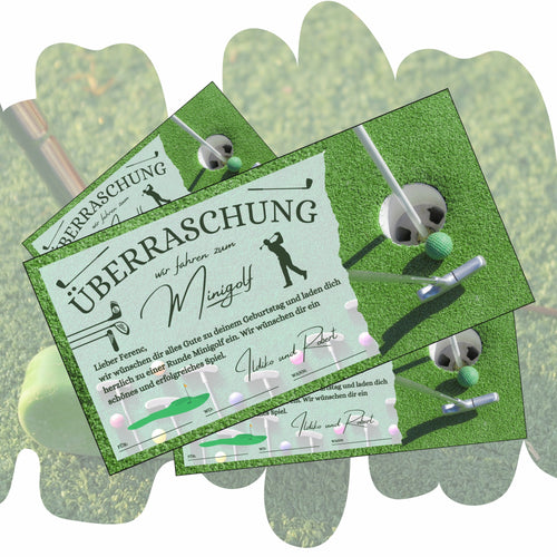 Gutschein - Minigolf Spiel Golfstunden Geschenkgutschein - eCARD4you