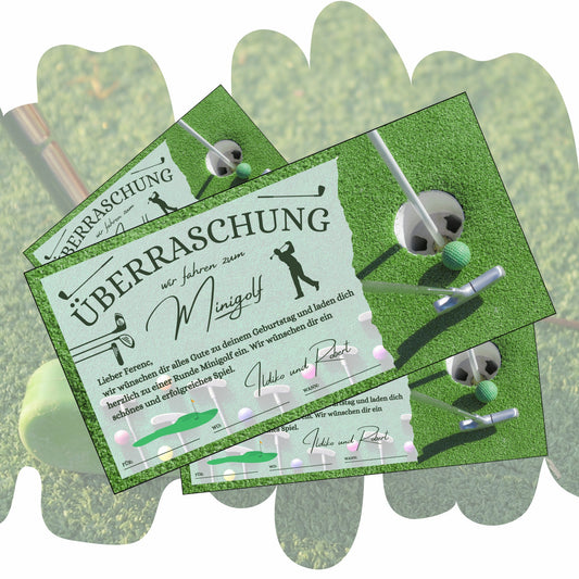 Gutschein - Minigolf Spiel Golfstunden Geschenkgutschein