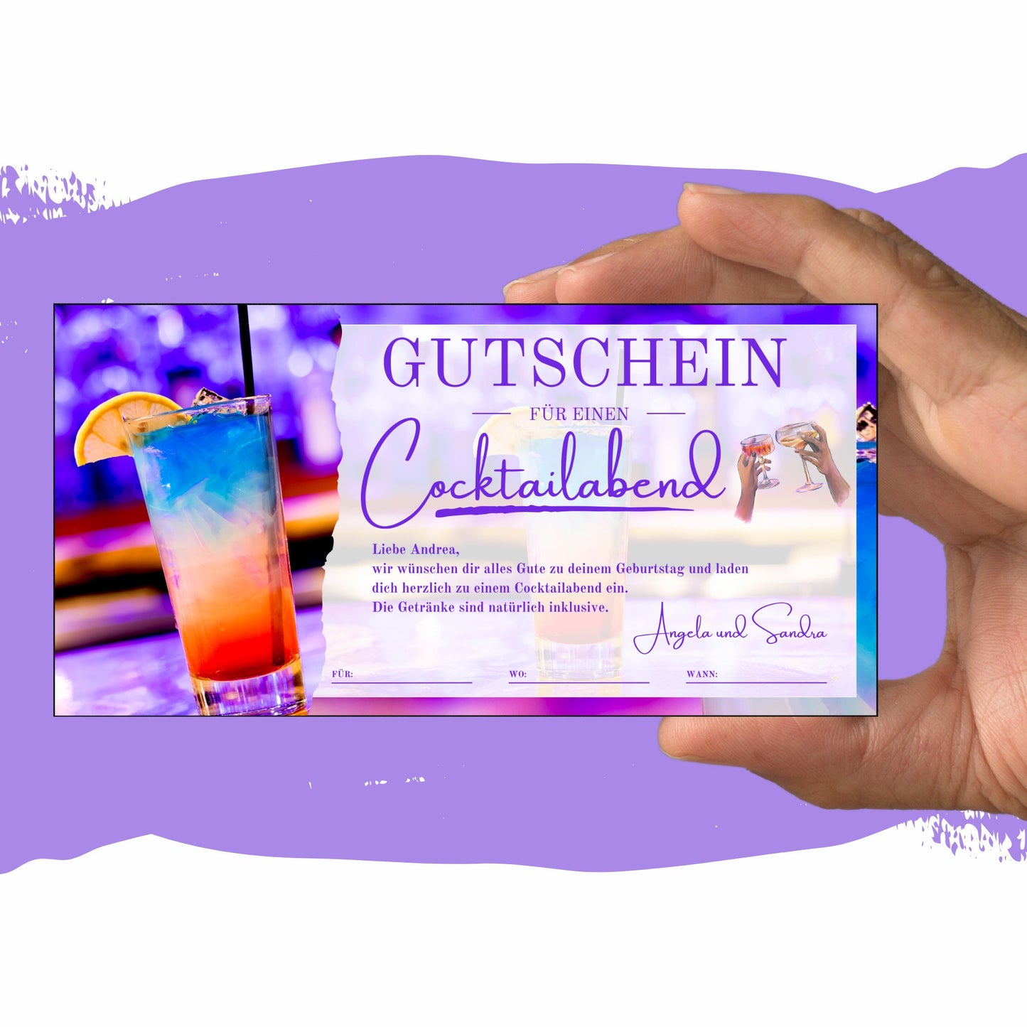 Gutschein - Cocktailabend Cocktail Cocktailbar Geschenkgutschein