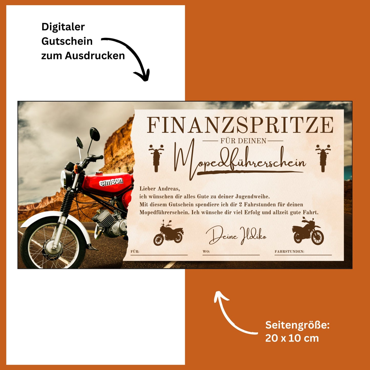 Gutschein - Moped Führerschein Geschenkgutschein