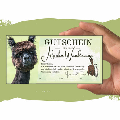 Gutschein - Alpaka Wanderung Erlebnisgutschein Geschenkidee