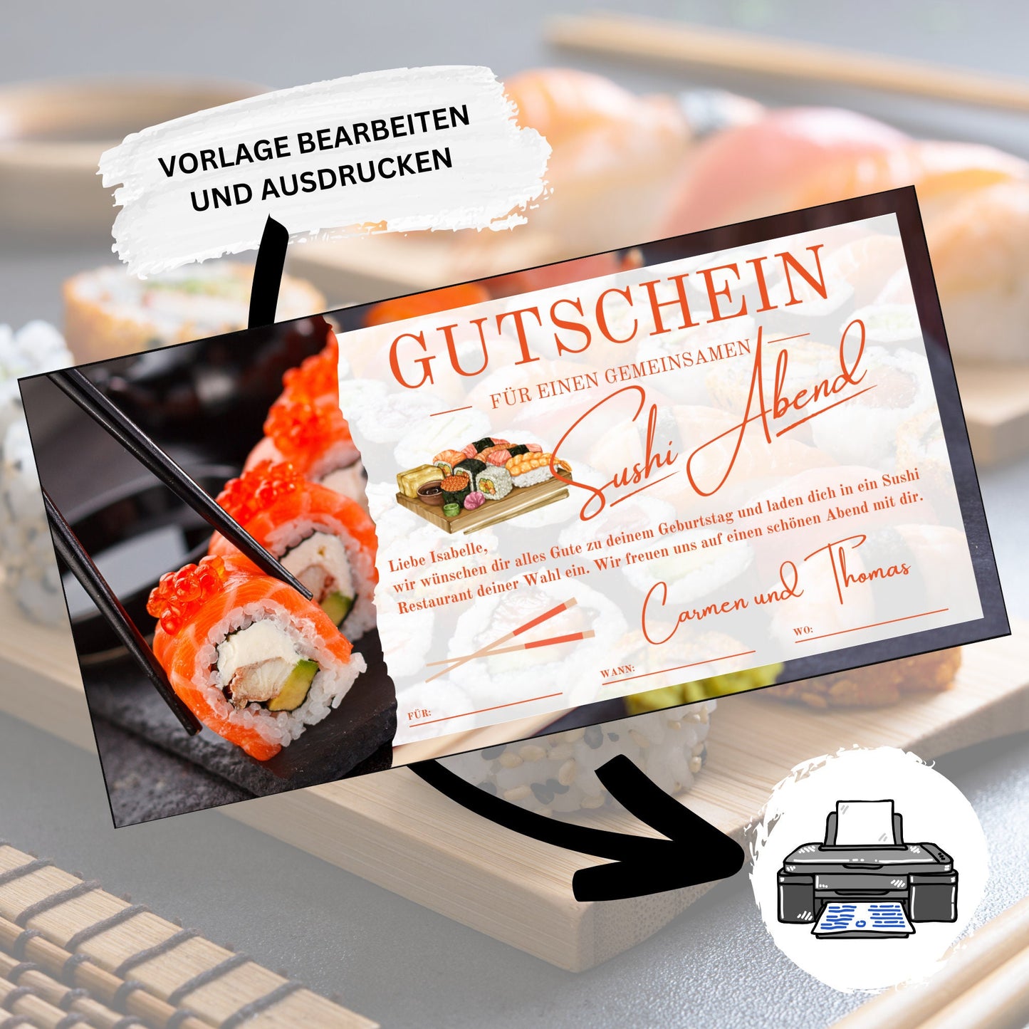 Gutschein - Sushi Essen Geschenkgutschein