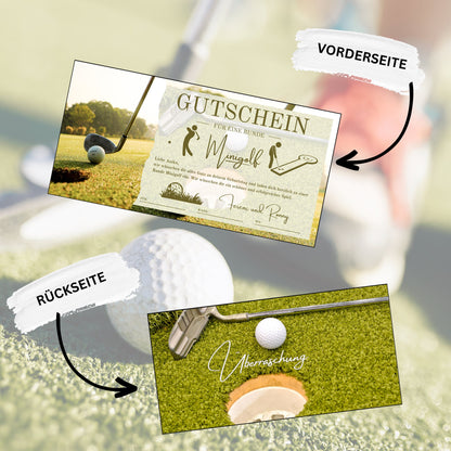 Gutschein - Minigolf Spiel Golfstunden Geschenkgutschein