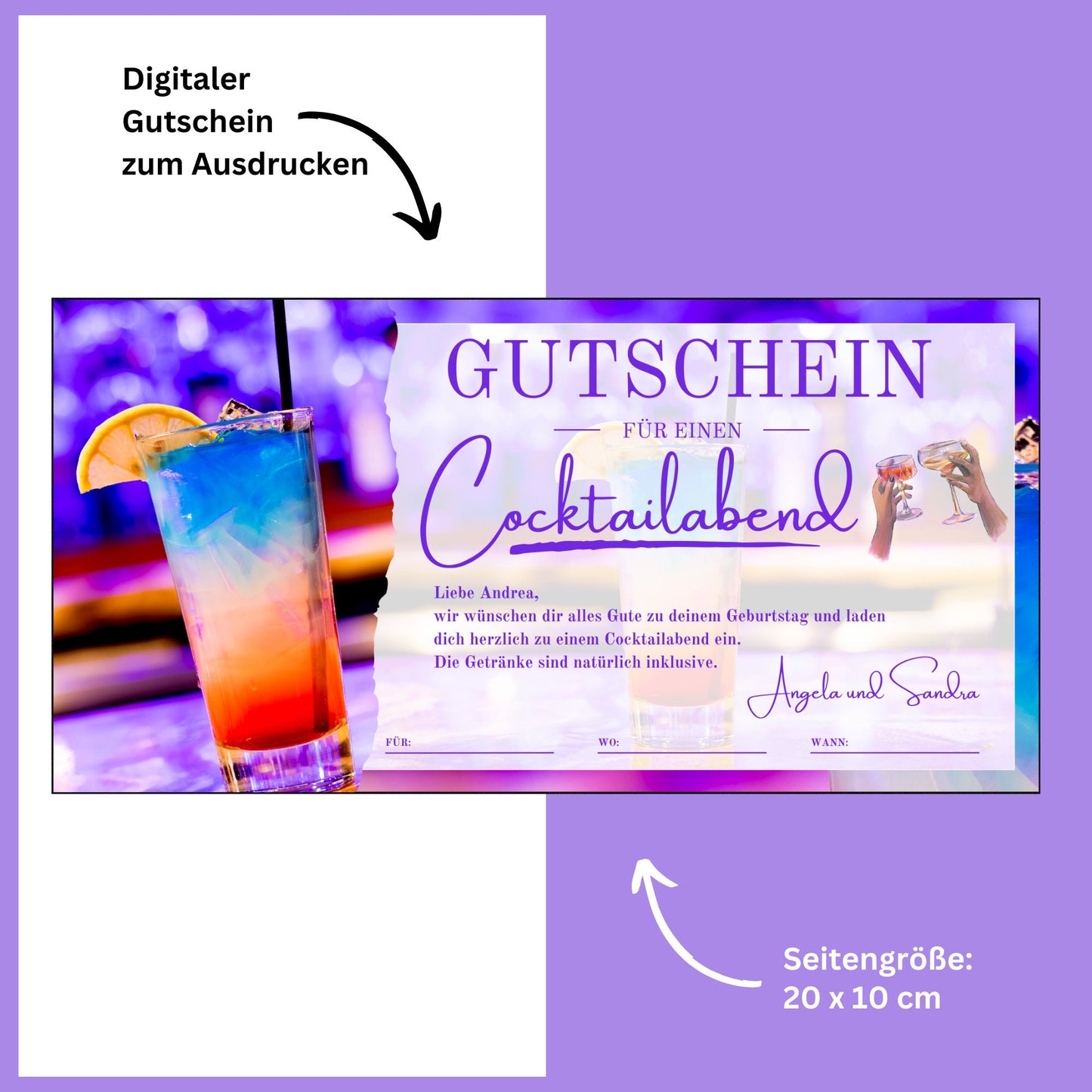 Gutschein - Cocktailabend Cocktail Cocktailbar Geschenkgutschein