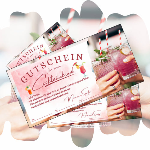 Gutschein - Cocktailabend Cocktail Cocktailbar Geschenkgutschein