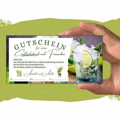 Gutschein - Cocktailabend Cocktail Cocktailbar Geschenkgutschein