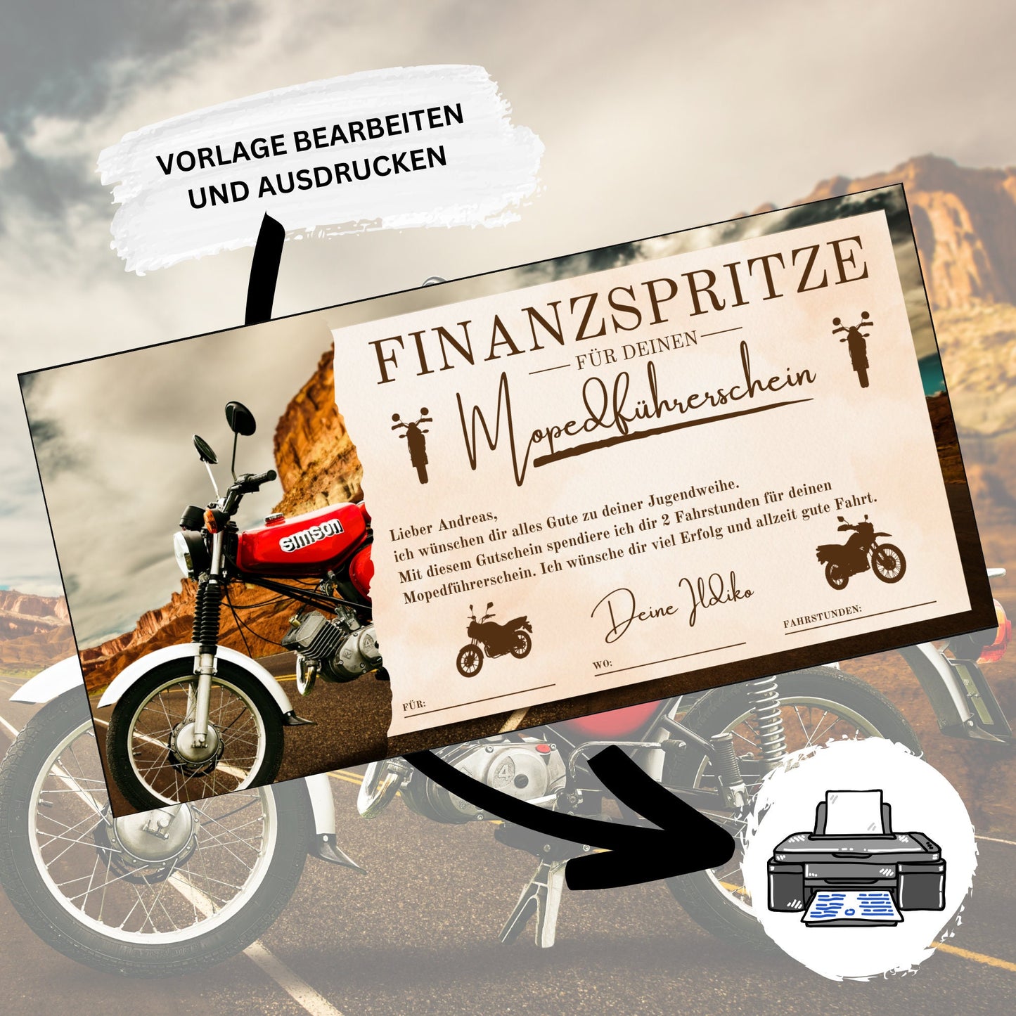 Gutschein - Moped Führerschein Geschenkgutschein