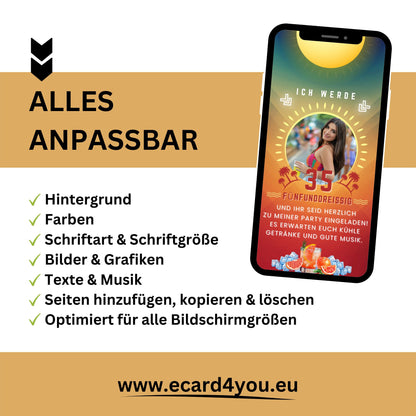 eCARD - Animierte Sommerparty Einladungskarte