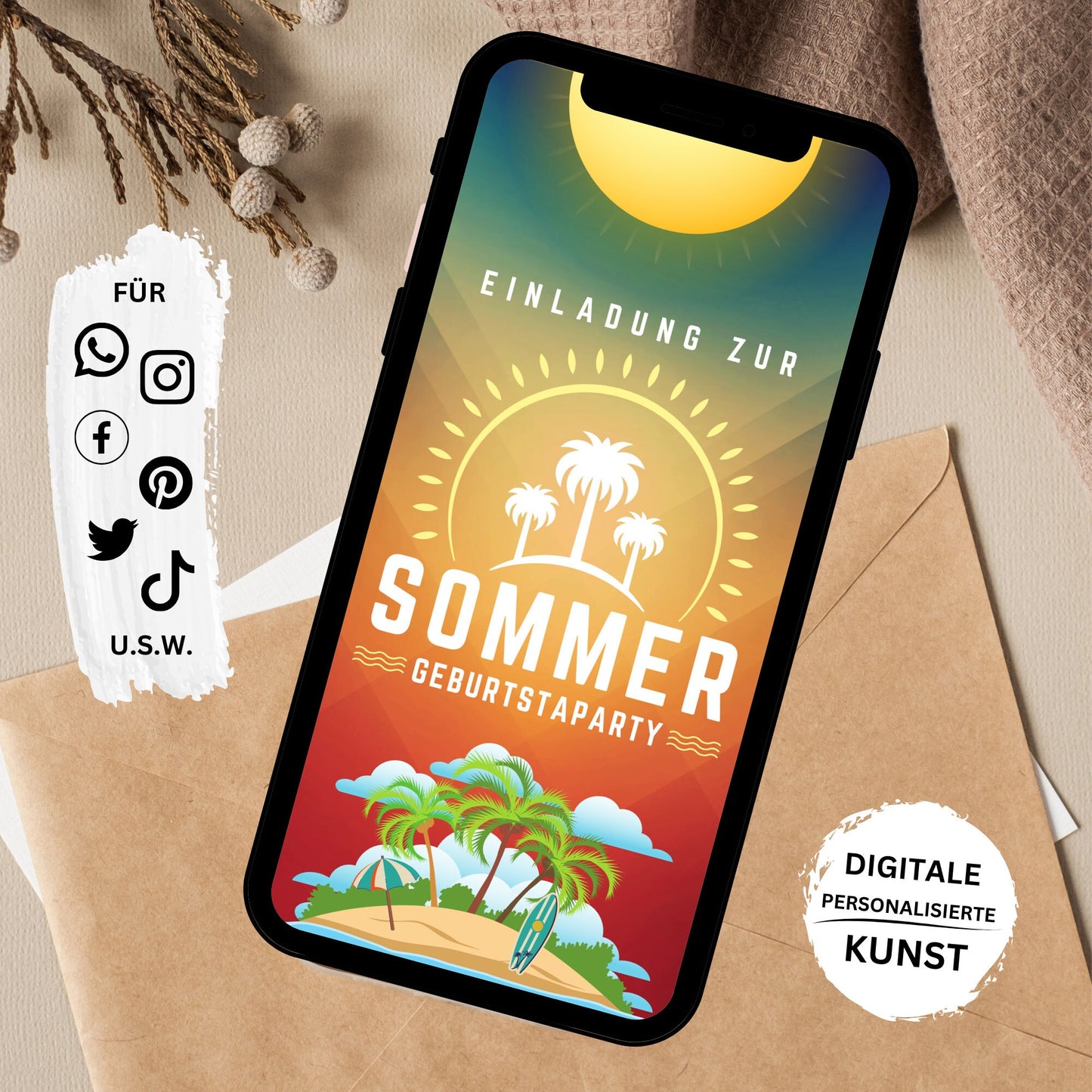 eCARD - Animierte Sommerparty Einladungskarte