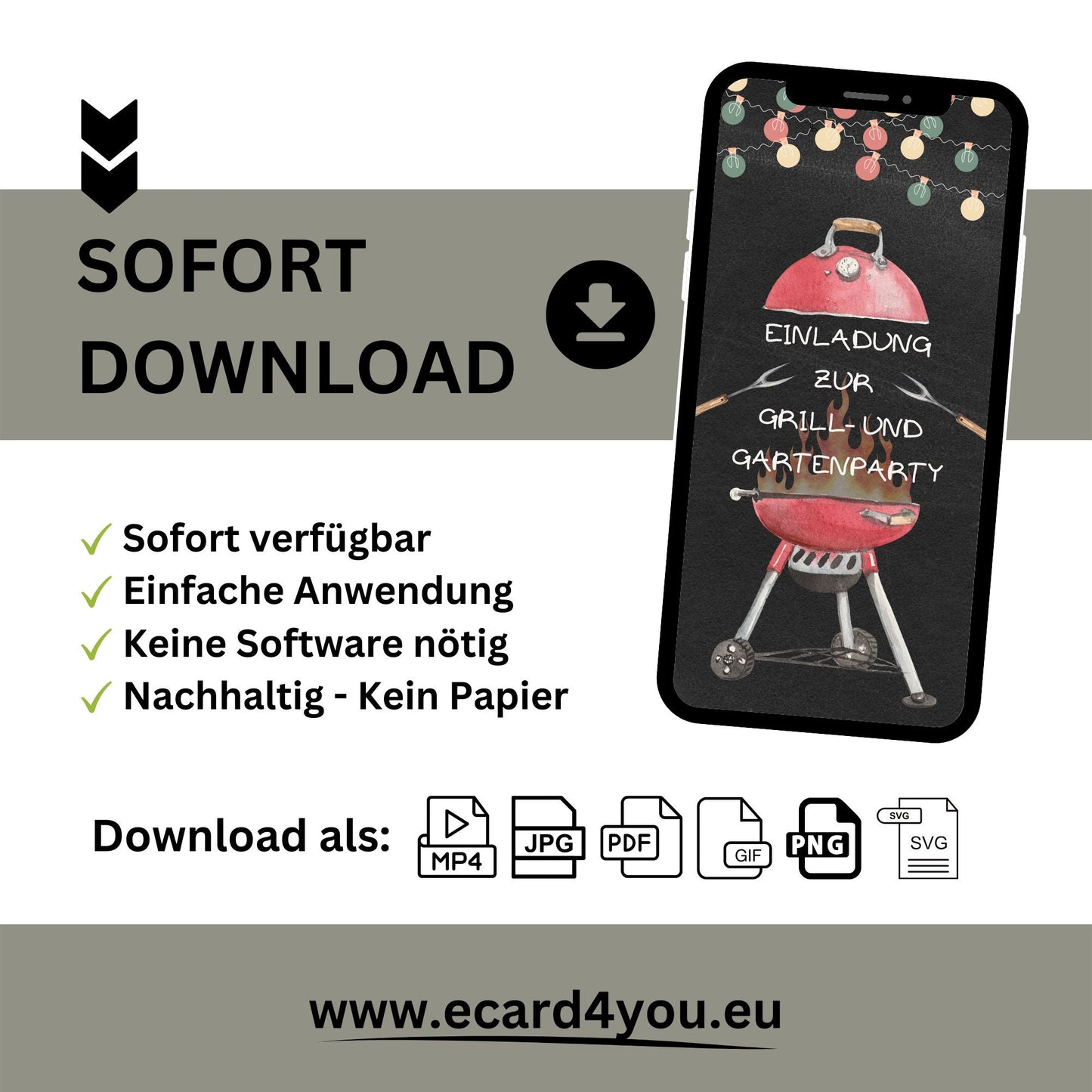 eCARD - Chillen und Grillen Gartenparty Einladung