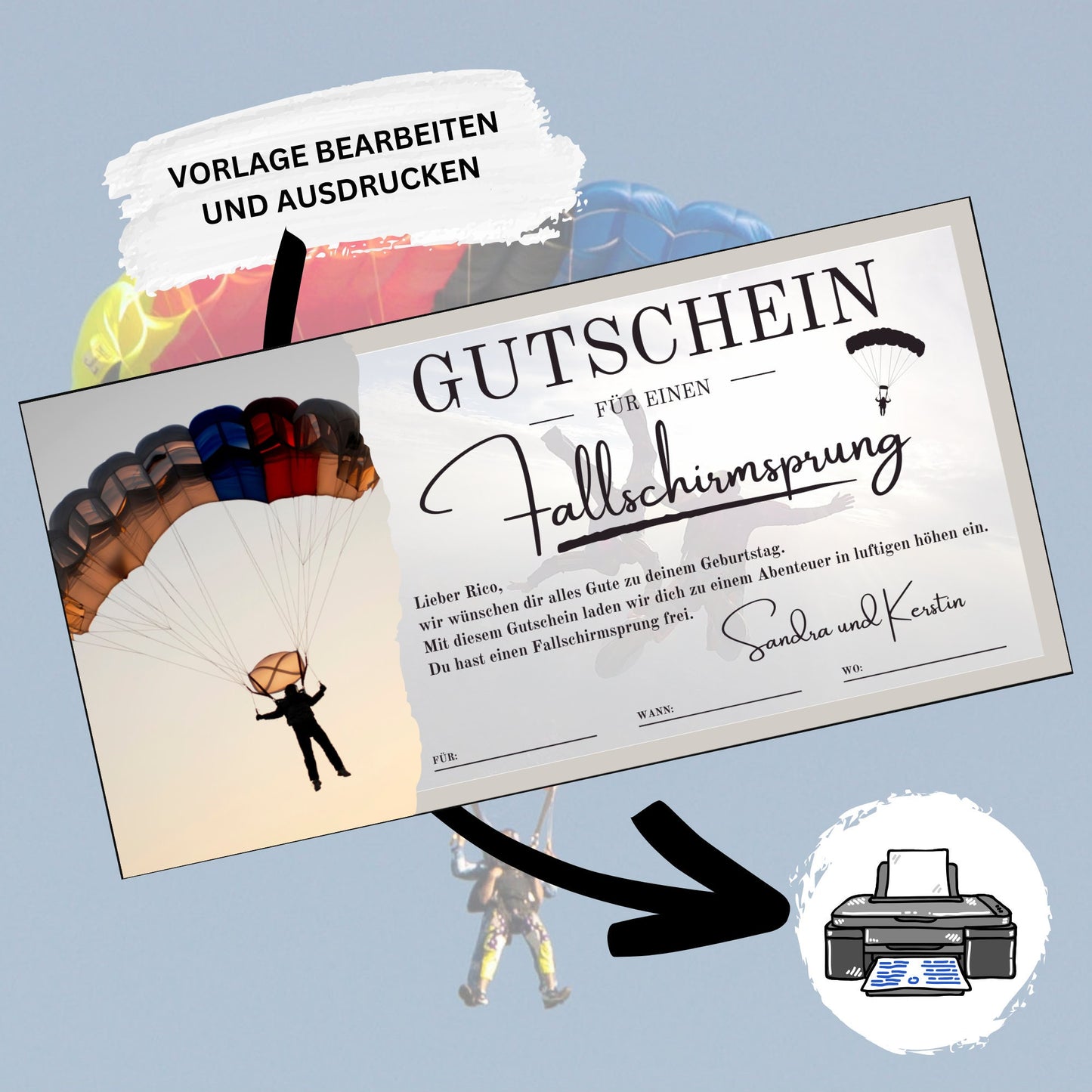 Gutschein - Fallschirmsprung Erlebnisgutschein Geburtstag