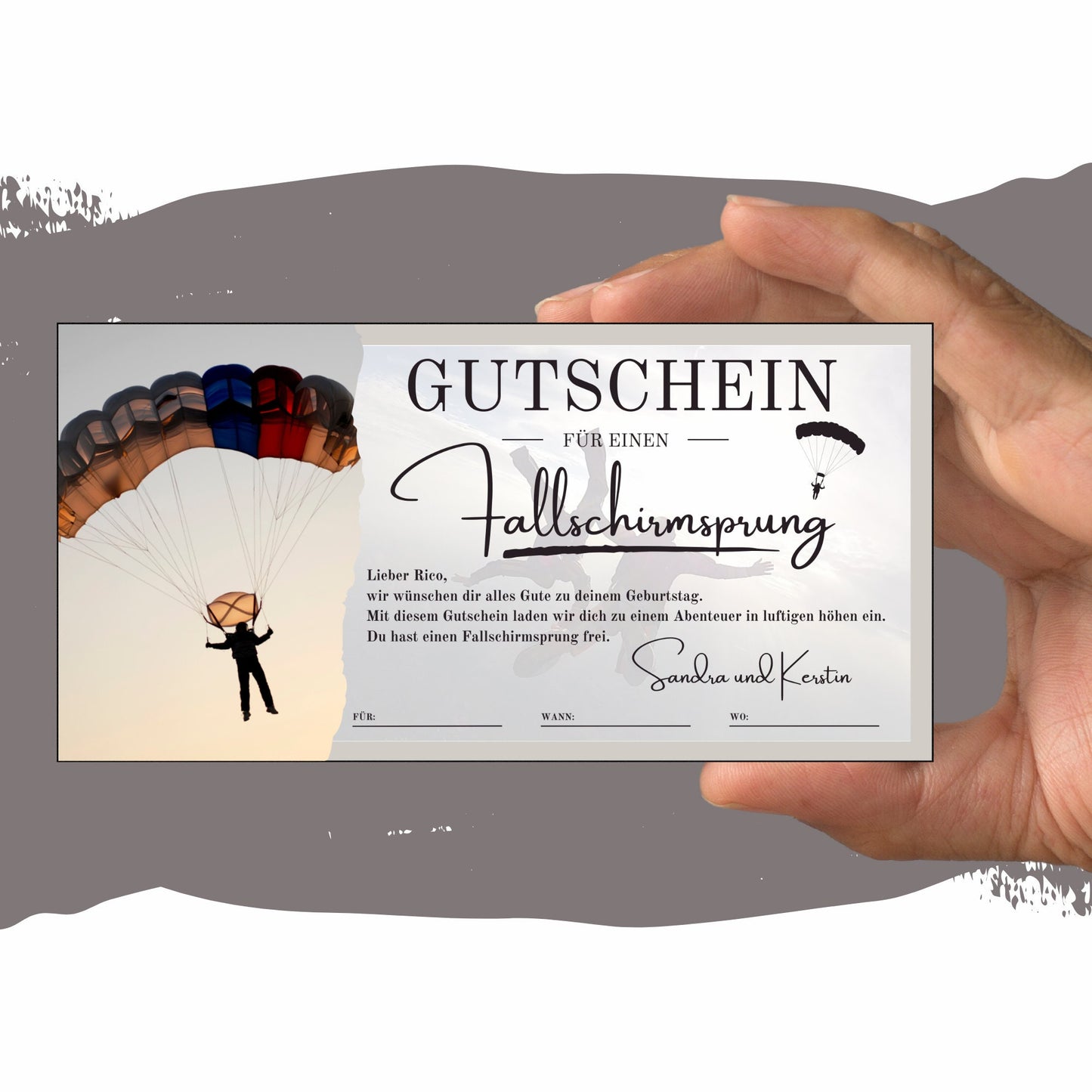 Gutschein - Fallschirmsprung Erlebnisgutschein Geburtstag