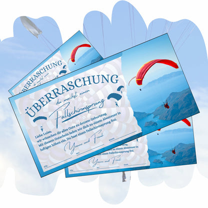 Gutschein - Fallschirmsprung Erlebnisgutschein Geburtstag