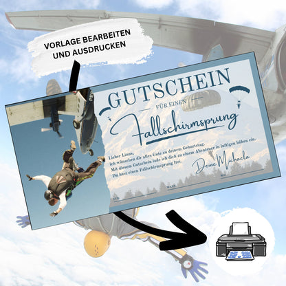 Gutschein - Fallschirmsprung Erlebnisgutschein Geburtstag