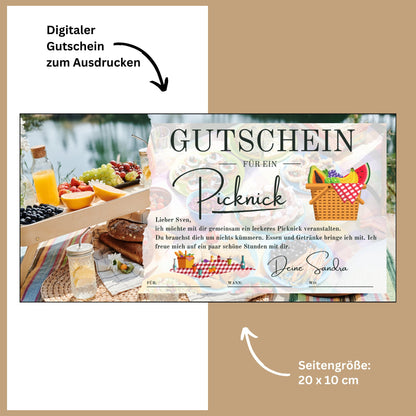 Gutschein - Picknick Geschenkkarte Geburtstag