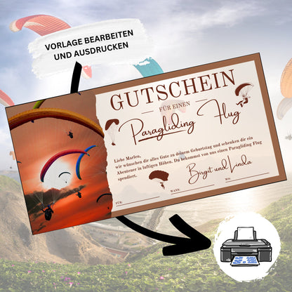 Gutschein - Paragliding Flug Fallschirmsprung Erlebnisgutschein