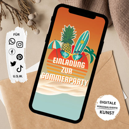 eCARD - Animierte Sommerparty Einladungskarte