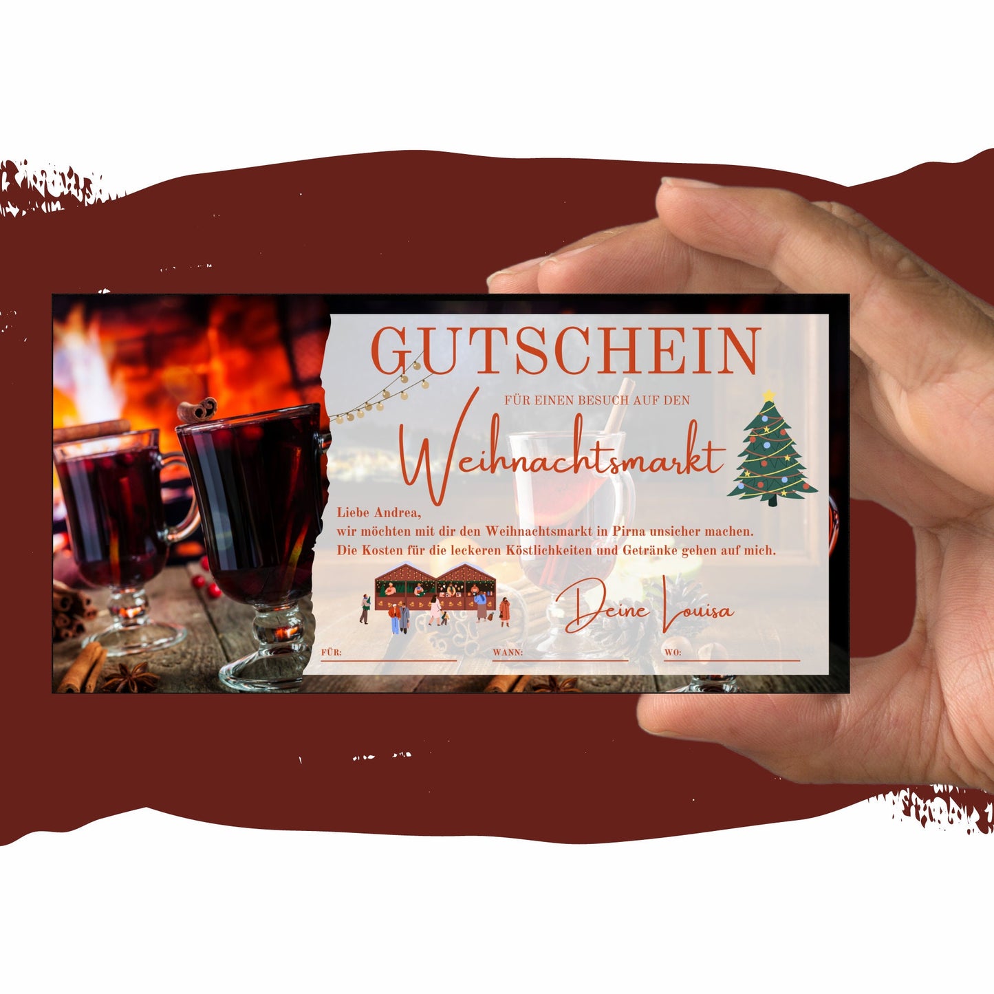 Gutschein - Weihnachtsmarkt Glühwein Punsch Geschenkgutschein